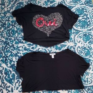 2 black crop tops